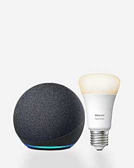 Amazon Echo Dot (4th Gen), Smart Speaker with Alexa Philips Hue White E27 Bulb