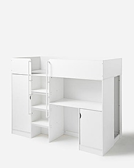 Zeph Handleless Kids Highsleeper with Desk, Wardrobe & 3 Shelves