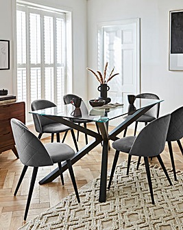 Bodie Black 6 Seater with Klara Velvet Dining Chairs