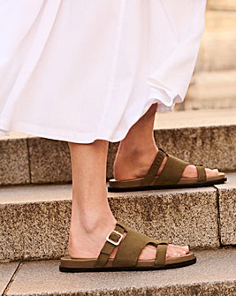 Anthology Cicero Suede Lasercut Detail Footbed Sandals Standard D Fit