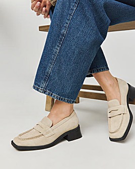 Westerly Low Block Heel Suede Loafers Wide E Fit