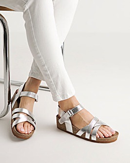 Leather Strappy Footbed Sandal Extra Wide EEE Fit