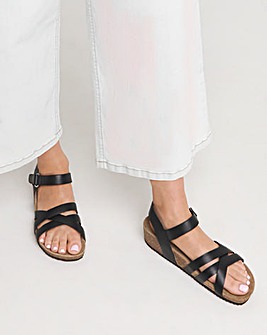 Leather Strappy Footbed Sandal Extra Wide EEE Fit