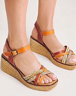 Jude Leather Strappy Wedge Sandal Extra Wide EEE Fit