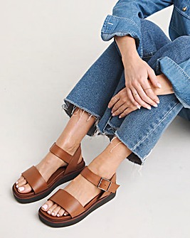 Tabitha Leather Bar Chunky Sandals Wide E Fit