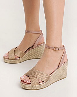 Malibu Crossover Wedge Espadrille Sandals Extra Wide EEE Fit