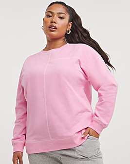 Pink Contrast Seam Sweatshirt