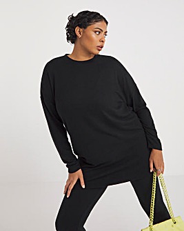 Basic Black Longline Sweatshirt Tunic