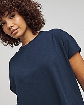 Navy Slouchy Dip Back T-Shirt