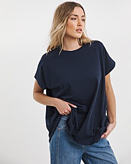 Navy Slouchy Dip Back T-Shirt