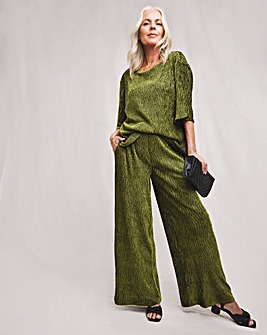 Julipa Wide Leg Crinkle Velour Trouser