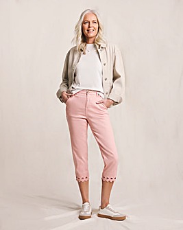 Julipa Blush Embroidered Cut Out Cropped Stretch Trouser