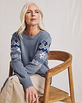 Julipa Blue Fairisle Sleeve Jumper