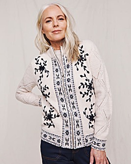 Julipa Zip Up Embroidered Knitted Jacket