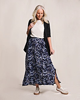 Julipa Blue Printed Jersey Midi Skirt