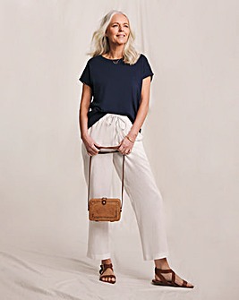 Julipa White Tapered Linen Trousers