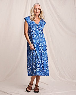 Julipa Cotton Slub Printed Midi Dress