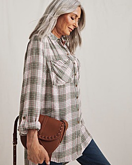 Julipa Embroidered Check Longline Shirt