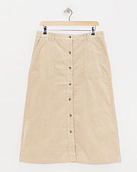 Julipa Pure Cotton Button Down Stretch Cord Skirt