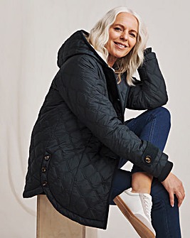 Julipa Quilted Button Side Hooded Coat