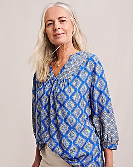 Julipa Mix Print Notch Neck Blouse