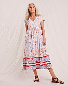 Julipa Border Print Cotton Midi Dress