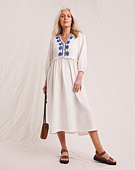 Julipa Embroidered Cheesecloth Midi Dress