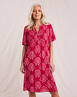 Julipa Printed Textured Crinkle Shift Dress