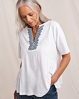Julipa Cotton Embroidered Pleated Top
