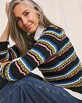 Julipa Pointelle Contrast Stitch Jumper