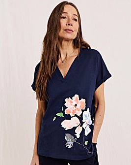 Julipa Notch Neck Cotton T-shirt