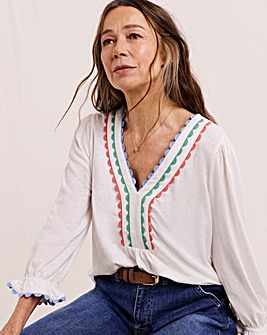 Julipa Cotton Embroidered Jersey Blouse