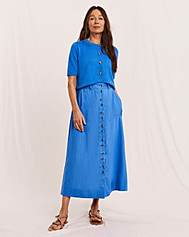 Julipa Petite Button Down Linen Midi Skirt