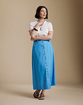 Julipa Button Down Linen Midi Skirt