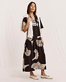 Julipa Petite Button Down Jersey Midi Dress