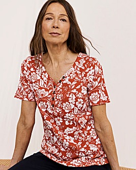 Julipa Cotton Ribbed Henley Top