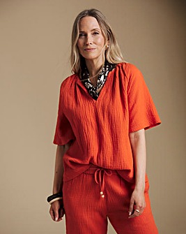 Julipa Short Sleeve Cotton Cheesecloth Top