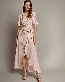 Monsoon Sarah Embellished Wrap Dress