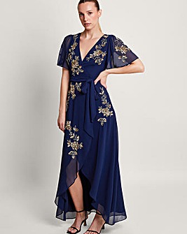 Monsoon Sarah Embellished Wrap Dress