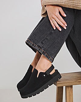 Austin Suede Chunky Closed Toe Mules Extra Wide EEE Fit