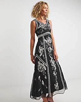 Joanna Hope Embroidered Beaded Maxi Dress