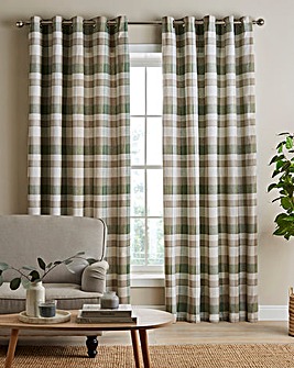 Catherine Lansfield Brushed Cotton Check Eyelet Curtains