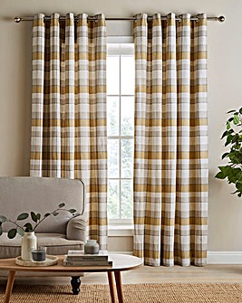 Catherine Lansfield Brushed Cotton Check Eyelet Curtains