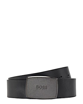 BOSS Black Logo Plaque Leather Belt