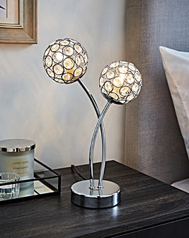 2 Light Acrylic Chrome Table Lamp