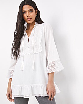 Embroidered Frill Blouse