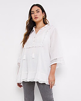 Embroidered Frill Blouse