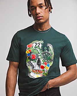 Floral Skull Graphic T-shirt Long