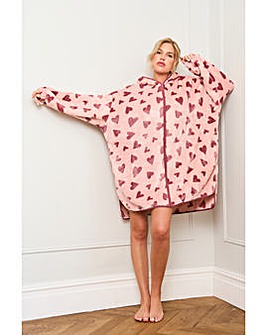 JimJamTheLabel Heart Print Oversized Zip Hoody