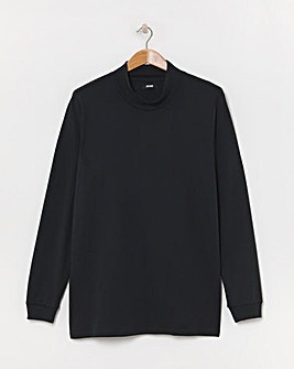 Long Sleeve Jersey Turtle Neck Long Length-Black